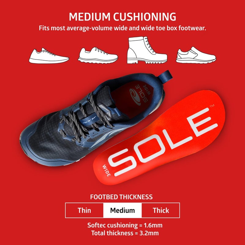 SOLE Active Medium Wide Insoles - Custom Moldable Orthotic Support for Any Arch Type, Plantar Fasciitis Relief - Mens 8/Womens 10, 1 Pair - Image 2